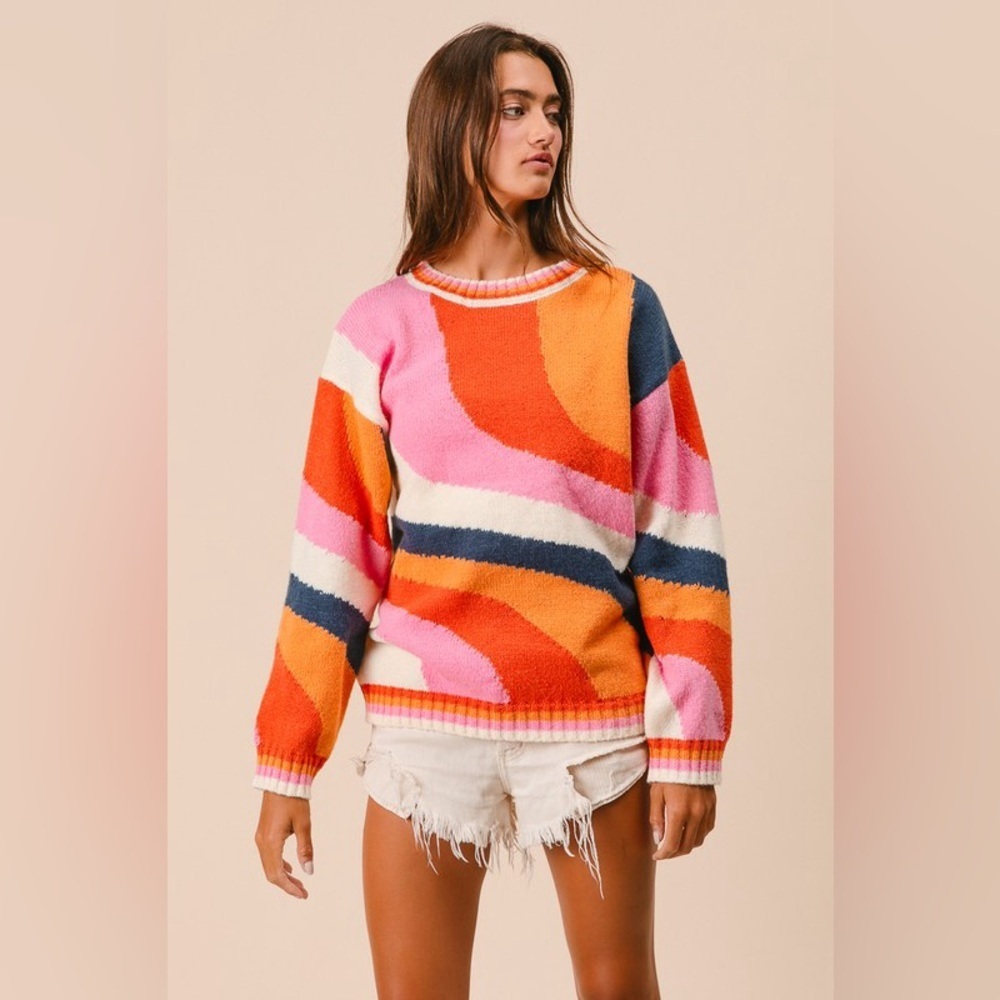 Anthropologie Multicolor Sweater - Pink, Orange, Blue - Picture 2 of 6